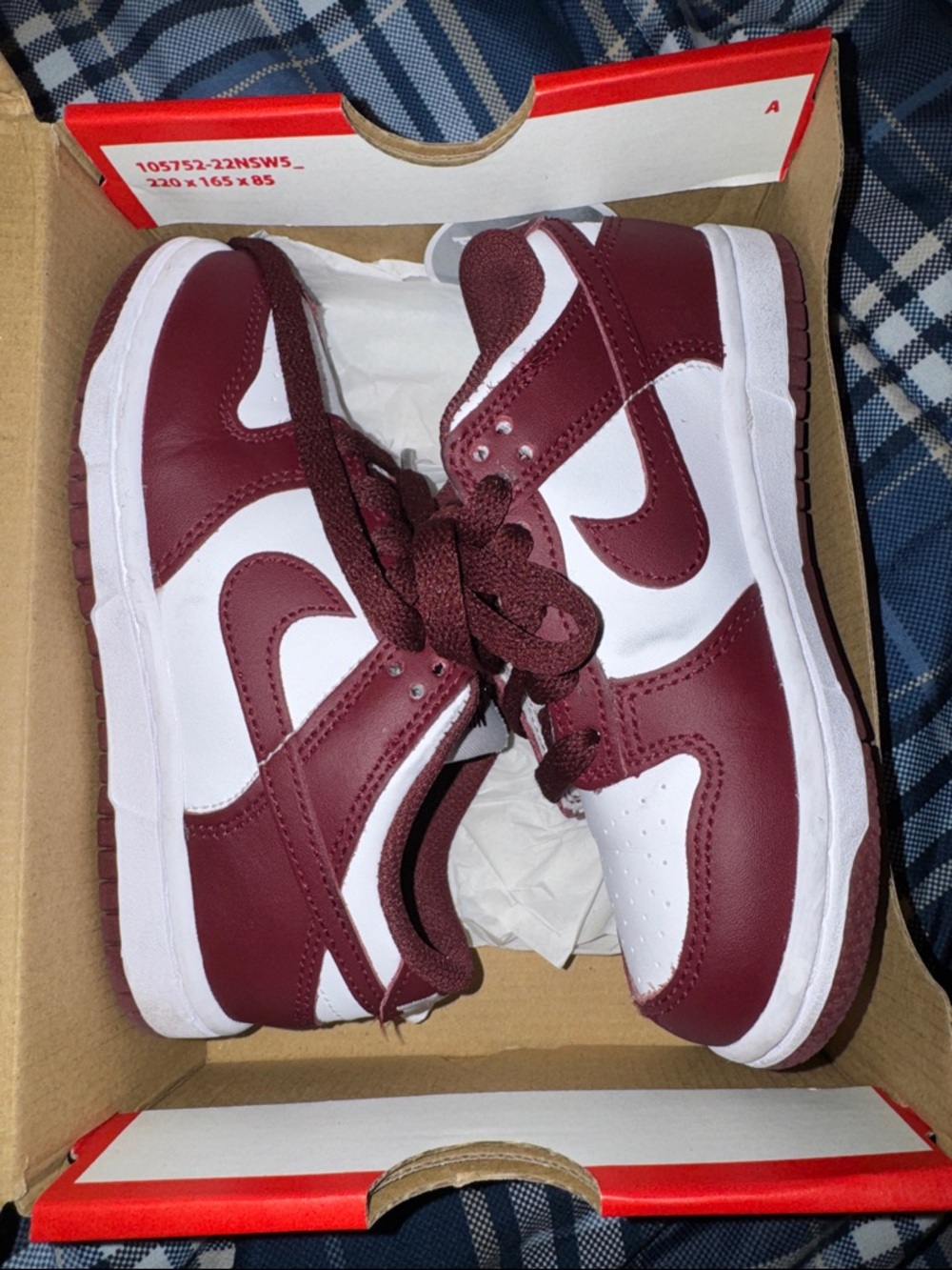 Toddler Low-Top Dunks Sneakers in Burgundy and White